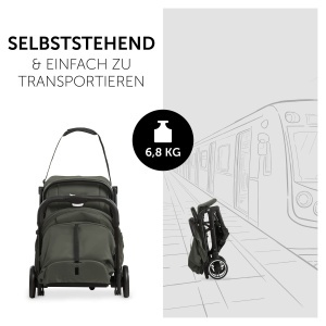 Carucior Hauck Travel N Care Dark Olive compact si usor cu functie de inclinare si protectie solara UPF 50 - Img 7