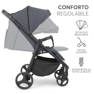 Carucior KikkaBoo Urban Dark Grey Compact Pliabil EVA Roti Suspensie - Img 4