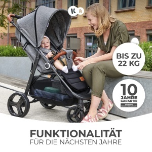 Carucior Kinderkraft GRANDE PLUS, 0-22 kg, 4 roti cu suspensie, gri - Img 2