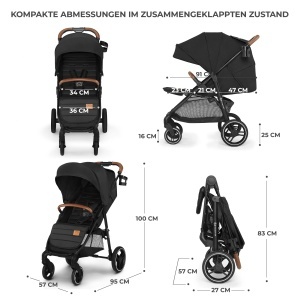 Carucior Kinderkraft GRANDE PLUS, pentru copii de la nastere pana la 22 kg, negru - Img 8