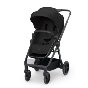 Carucior Kinderkraft NEW 3 in 1, Set complet pana la 22 kg, Scaun auto pentru copii I-Size 40-75 cm in set, Carucior combinat cu sac pentru picioare, Baldachin impermeabil cu UPF50+, pliabil, pozitie culcat, negru - Img 4