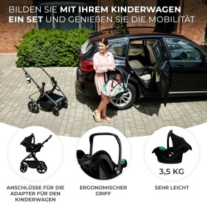 Carucior Kinderkraft NEWLY 4 in 1, usor, pana la 22 kg, negru - Img 5