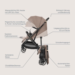 Carucior Lionelo Bess pentru copii 0-4 ani, 22 kg, 360 roti pivotante, usor - Img 9