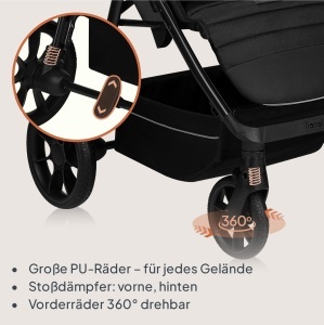 Carucior Lionelo Mira pentru copii 0-4 ani, 22 kg, roti 360, umbrela UPF50 - Img 3