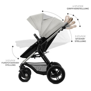 Carucior multifunctional Kinderkraft MOOV 2 XL AIR 3 in 1 Gri roti mari gonflabile - Img 12