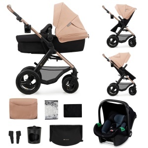 Carucior multifunctional Kinderkraft MOOV2 AIR 3 in 1 22 kg roti gonflabile Beige