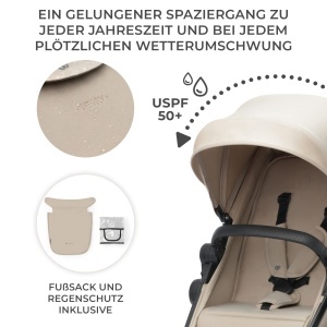 Carucior multifunctional Kinderkraft NEWLY 4 in 1 22 kg Beige cu accesorii incluse - Img 8