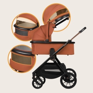 Carucior multifunctional Lionelo Layla 2 in 1 0-48 luni roti PU pivotante suspensie completa - Img 7