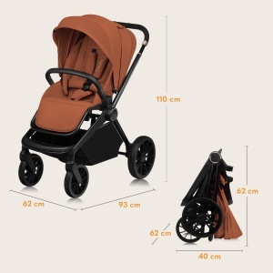 Carucior multifunctional Lionelo Mika Plus 3-in-1 0-48 luni 22 kg amortizare roti 360deg XXL-verdeac UPF 50 - Img 9