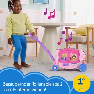 Carucior muzical pentru copii Fisher-Price Little People, cu figurine Disney Princess - Img 2