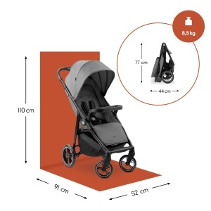 Carucior pentru copii Hauck Shop N Care, Pannensicher, Culoare Gri, Greutate 8.5 kg - Img 5