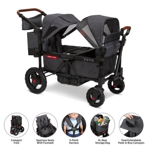 Carucior pentru copii Radio Flyer Voya, 2 locuri, cu umbrele, pliabil - Img 3