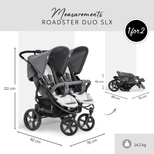 Carucior pentru gemeni hauck Roadster Duo SLX, capacitate 2 copii, grisilver - Img 3
