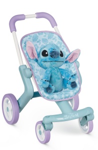 Carucior pentru papusi Smoby Stitch cu figurina de plus 25 cm, ergonomic, albastru-turcoaz