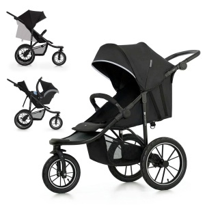 Carucior sport Kinderkraft HELSI 2 Negru pana la 27 kg roti mari gonflabile functie de inclinare