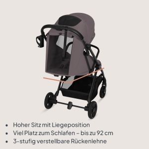 Carucior sport pliabil Lionelo Tansi, pana la 22 kg, roti GravelTech, pozitie de somn, UPF50 - Img 3