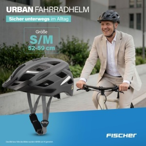 Casca de bicicleta FISCHER Urban Levin, SM, 52-59 cm, gri, cu sistem de iluminare - Img 2