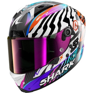 Casca moto SHARK Aeron Speed-Fancy Carbon Alb Portocalie, 1410g