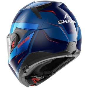 Casca moto SHARK OXO MEKARIUM, Polycarbonat, Visor mare, Albastru-Crom-Portocaliu - Img 5