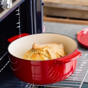 Caserola din fonta KitchenAid 26cm5,2L, culoare Empire Red, rezistenta la 260C - Img 5