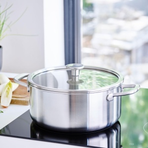Caserola din inox KitchenAid MultiPly 24 cm, 4.9 L, cu capac din sticla - Img 2