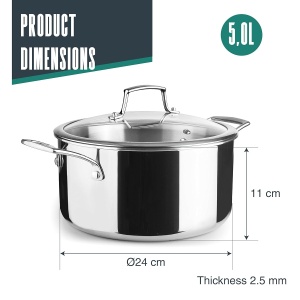 Caserola Lacor TriChef 60874, 5 L, 24 cm, inox 1810, aluminiu - Img 2