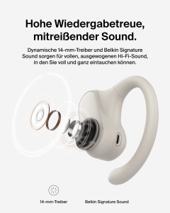 Casti audio Belkin SoundForm ClearFit, Bluetooth, IPX5, culoare sand - Img 6