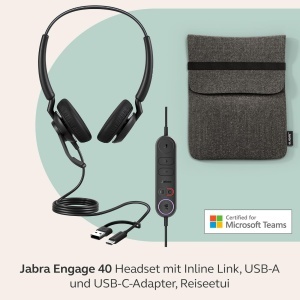 Casti audio Jabra Engage 40 cu cablu, 2 microfoane, design ultraleger - Img 8
