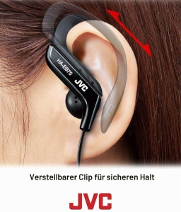 Casti audio JVC HAEB75R Sport, cu clip ajustabil, rosu, rezistente la stropi - Img 2