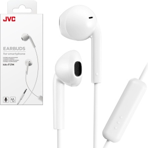 Casti audio JVC HAF17MW cu microfon si telecomanda, alb