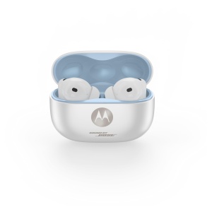 Casti audio Moto Buds 2 Plus, alb, cu tehnologie Bose, 40 ore autonomie