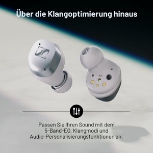 Casti audio Sennheiser Momentum True Wireless 4, Bluetooth 5.4, 30 ore autonomie, Alb Argintiu - Img 5