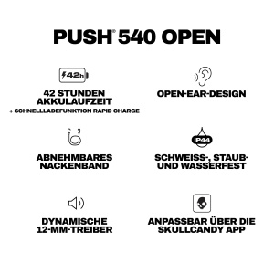 Casti audio Skullcandy Push 540, wireless, rezistente la apa, 42 ore autonomie, negru - Img 11
