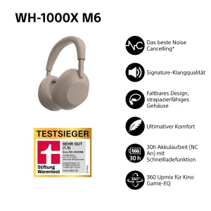 Casti audio Sony WH-1000XM6, Noise Cancelling, 30 ore autonomie, design pliabil - Img 2