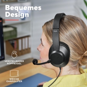Casti audio Trust Ayda Max cu microfon, Noise Cancelling, USB, 1.8m - Img 7