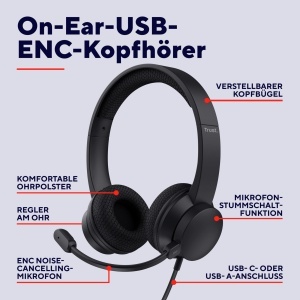Casti audio Trust Roha II cu microfon, USB, Noise Cancelling, usoare - Img 2