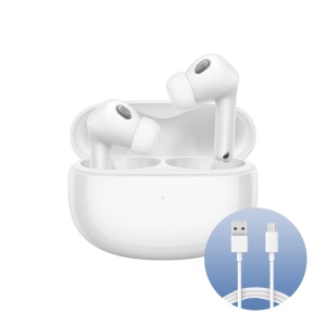 Casti audio Xiaomi Buds 3T Pro, Alb Gloss, Bluetooth 5.2, ANC 40 dB