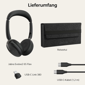 Casti Bluetooth Jabra Evolve2 65 Flex Negru cu ANC si tehnologie ClearVoice - Img 8