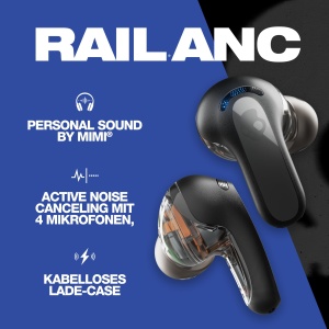 Casti fara fir intraauriculare Skullcandy Rail ANC cu anulare a zgomotului durata de viata a bateriei de 27 de ore micro compatibile cu dispozitive iP - Img 2