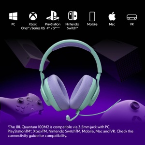Casti gaming JBL Quantum 100M2 Over-Ear microfon detasabil compatibilitate multi-platforma Cyan - Img 3