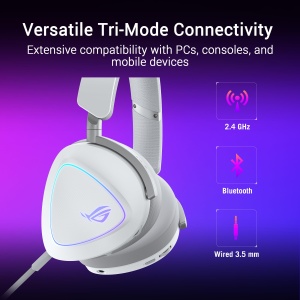 Casti gaming wireless ASUS ROG Delta II White RGB Bluetooth 110h autonomie - Img 6