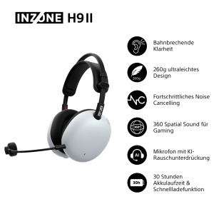 Casti gaming wireless Sony INZONE H9 II Noise Cancelling 30h autonomie Alb - Img 2