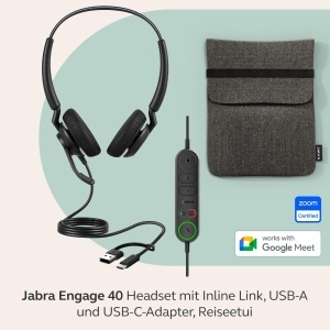 Casti Jabra Engage 40 USB CA Inline Link UC Stereo Sistem 2 Microfoane Anulare Zgomot - Img 7