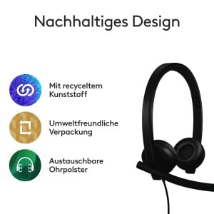 Casti Logitech H570e USB cu microfon Stereo Sound Noise Cancelling Negru - Img 8