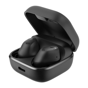 Casti Sennheiser ACCENTUM True Wireless - Sunet clar cu ANC hibrid, design ergonomic, durata de viata a bateriei de 28 de ore, interfata tactila si sistem de microfon dublu pentru apeluri telefonice - Negru