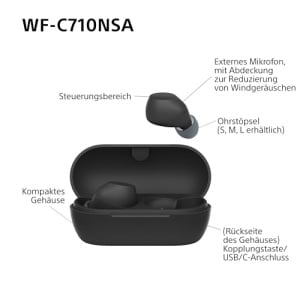 Casti Sony WF-C710NSA cu anulare a zgomotului cu adevarat wireless casti usoare control tactil conexiune multipunct IPX4 baterie de pana la 40 HR inca - Img 10