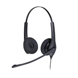 Casti stereo on-ear Jabra Biz 1500 cu deconectare rapida - casti cu fir cu microfon cu anulare a zgomotului si protectie la varf de volum pentru telefoane de birou, negru