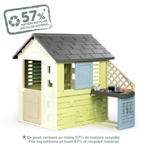 Casuta de joaca pentru copii Smoby Life - Pretty, 110x127x145 cm, cu bucatarie, reciclata - Img 3