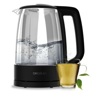 Ceainic electric Cecotec 1,7 L ThermoSense 320 Clear. 2200W, carcasa din sticla borosilicata, afisaj luminos, baza rotativa la 360o, sistem de securitate - Img 1