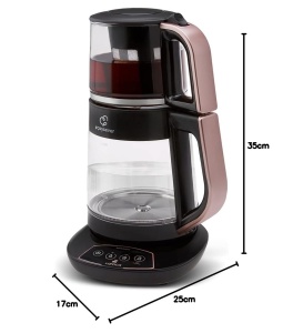 Ceainic electric Karaca Caysever 3-in-1, 1700W, 1.5L, roz aurie - Img 6